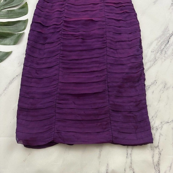 Tadashi Shoji Collection Sheath Cocktail Dress Size 4 Purple Pink Silk Pleated - Picture 4 of 10